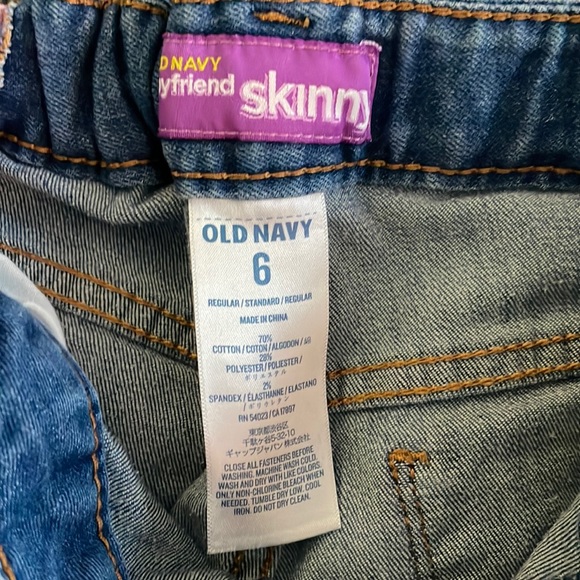 Boyfriend Skinny Jeans Mixed Denim Patchwork Distressed Old Navy Adjustable Sz 6 - Picture 5 of 7
